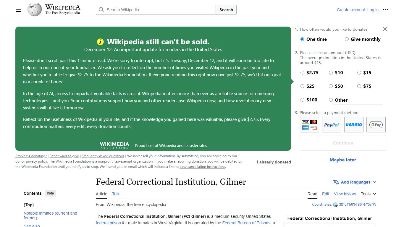 Federal Correctional Institution, Gilmer - Wikipedia