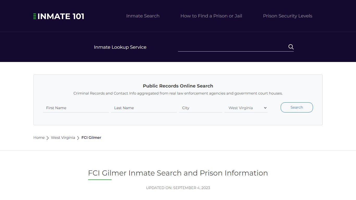 FCI Gilmer Inmate Search | Lookup | Roster